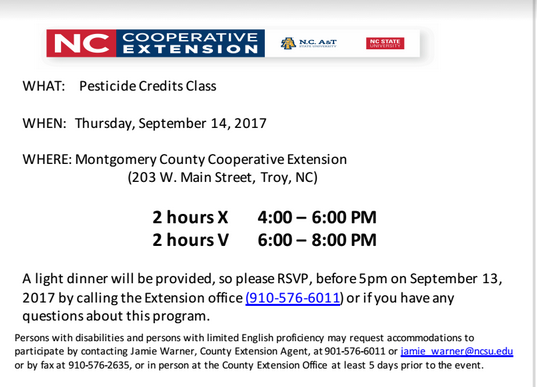 Pesticide Credits Class flyer
