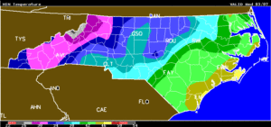 Cover photo for Change in Forecast!  Colder Temps Now Expected Wed and Thur (10:48am, Tue., March 6, 2018)