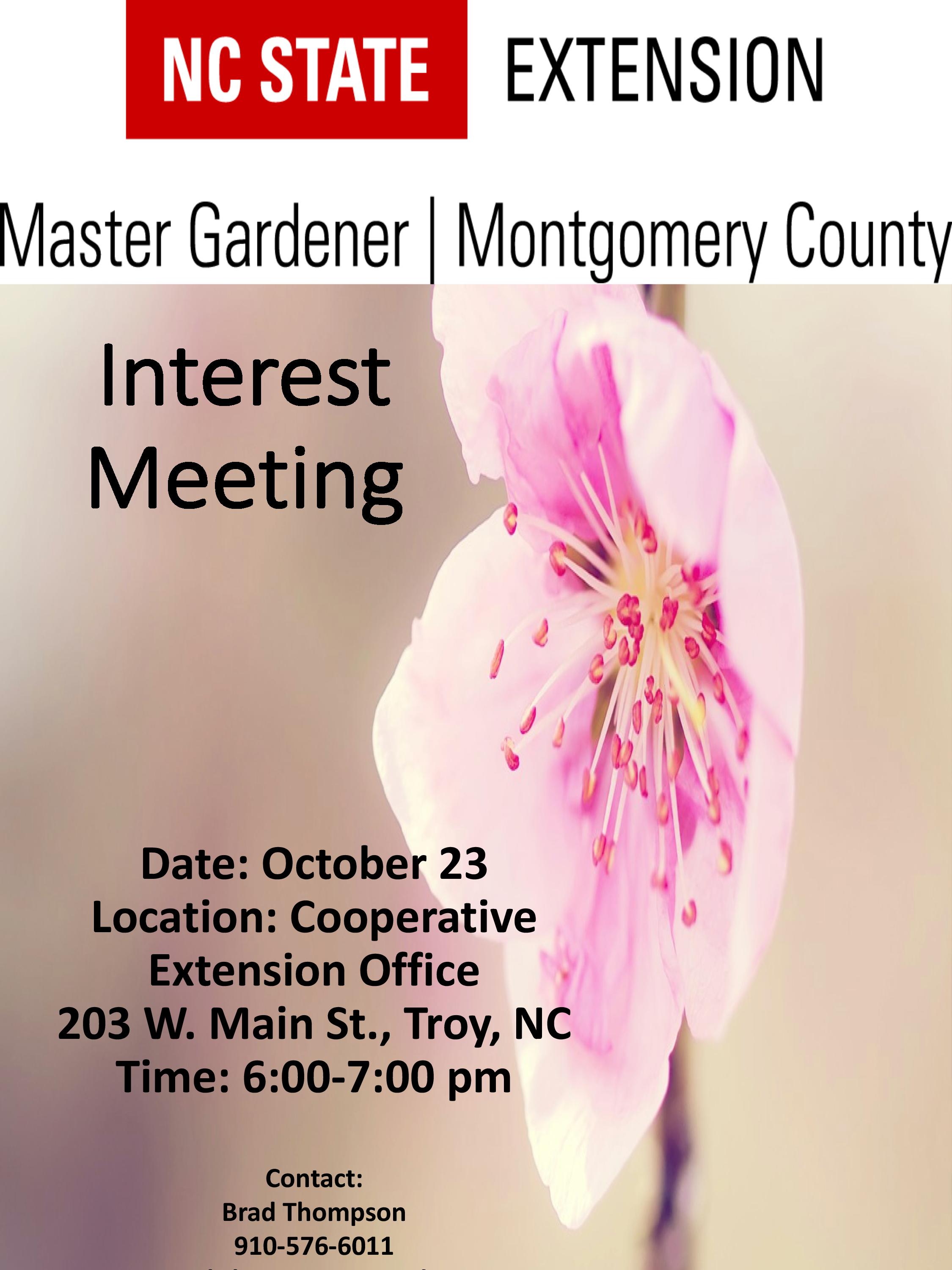 Master Gardener Volunteers Of Montgomery County Interest Meeting