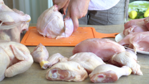 pieces of cut up chicken