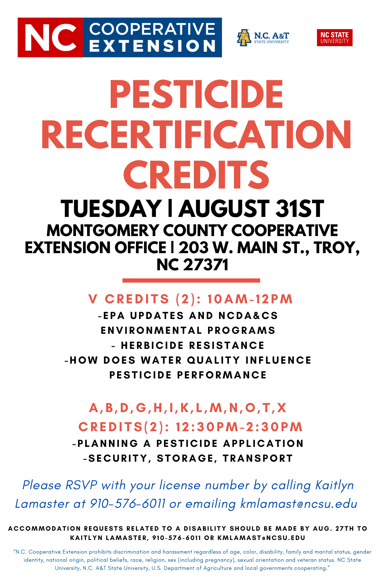 Pesticide Recertification Credits Montgomery County N.C