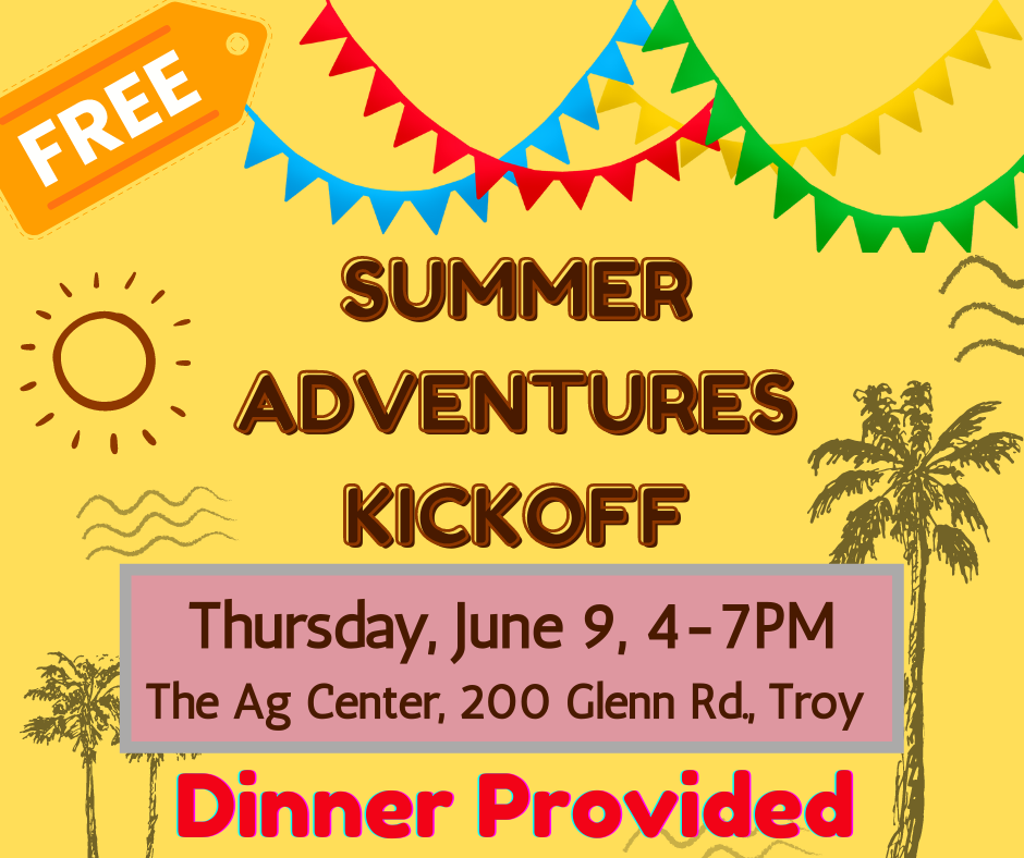 A flyer for the Summer Adventures Kickoff. 